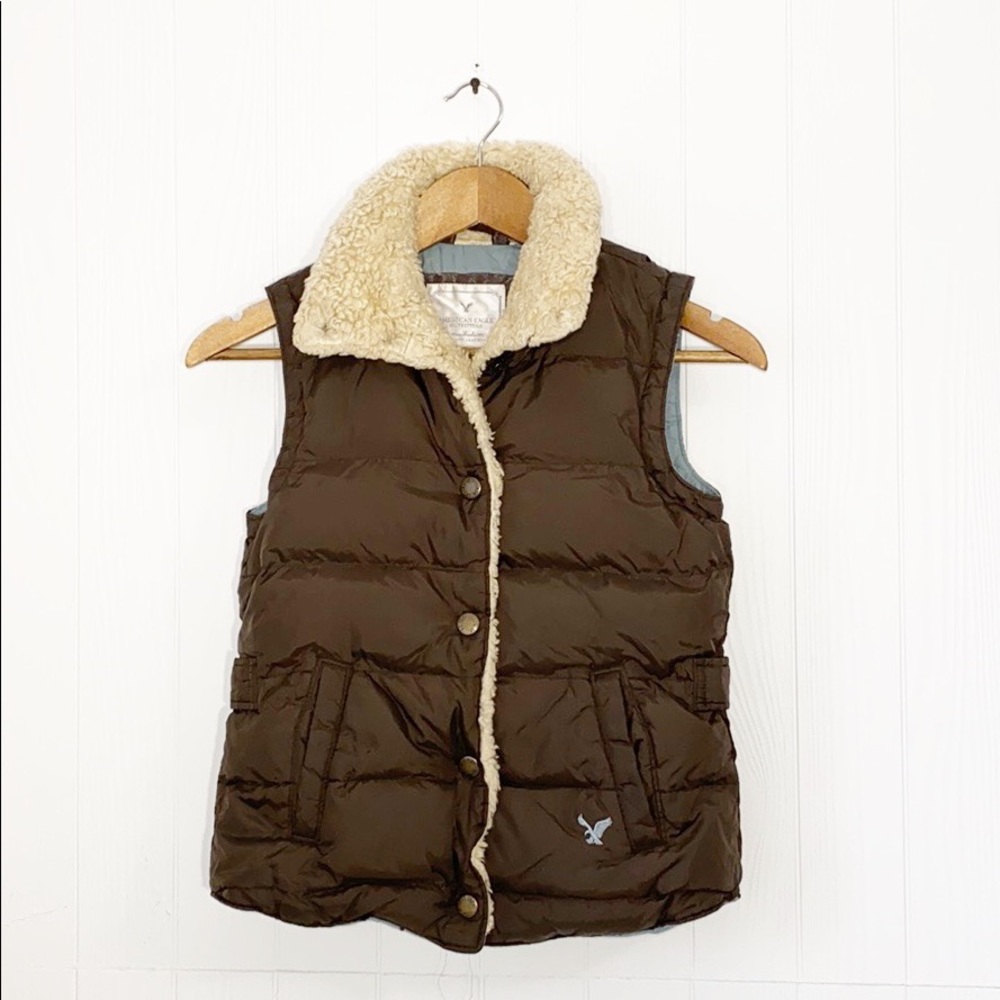 American Eagle | Sherpa Collar Puffer Vest SZ XXS